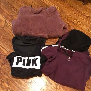 Pink hoodies